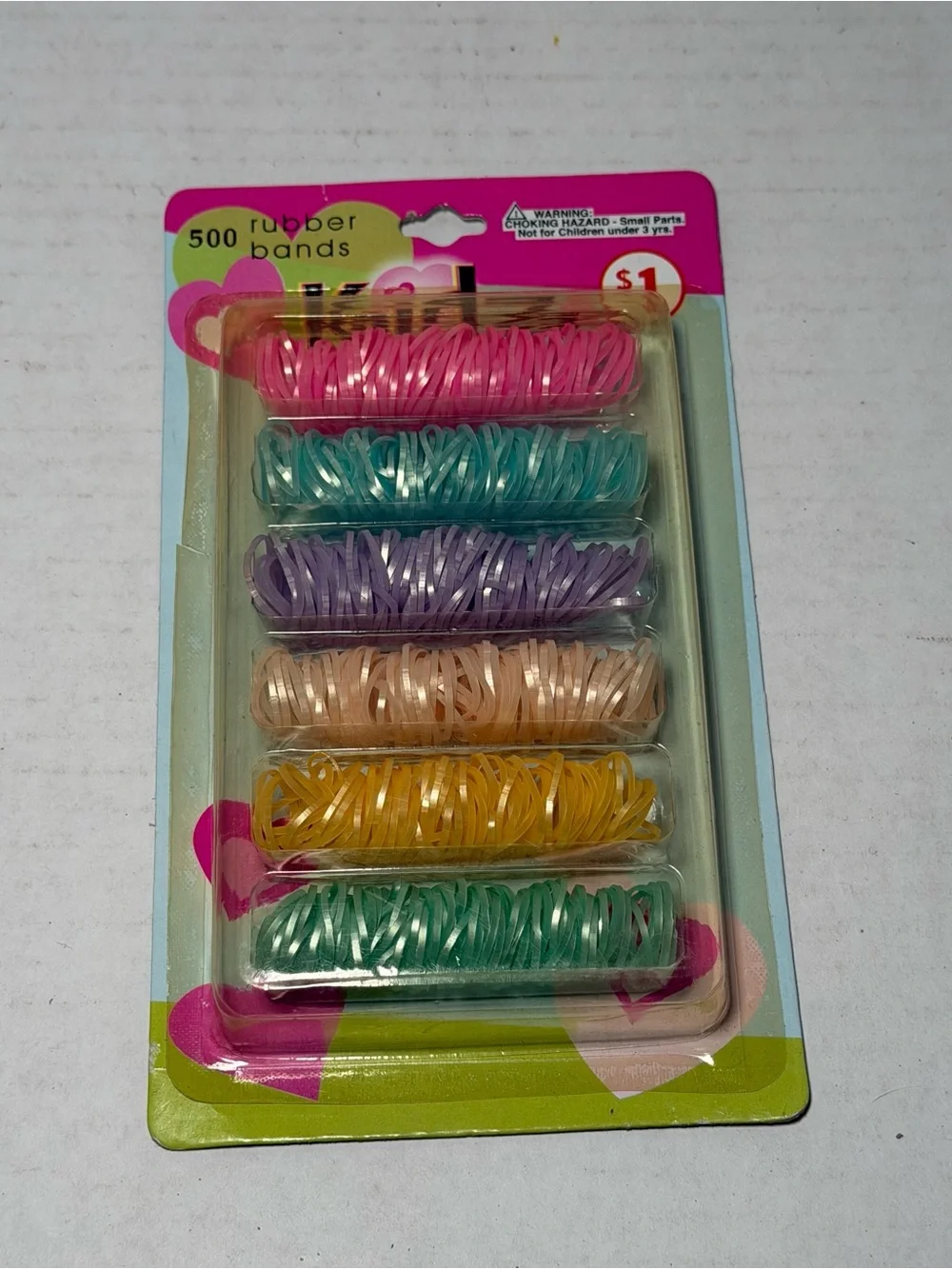 NEW NOS Deadstock Kidz 500 pc Colorful Rainbow Rubber Hair Ties Bands